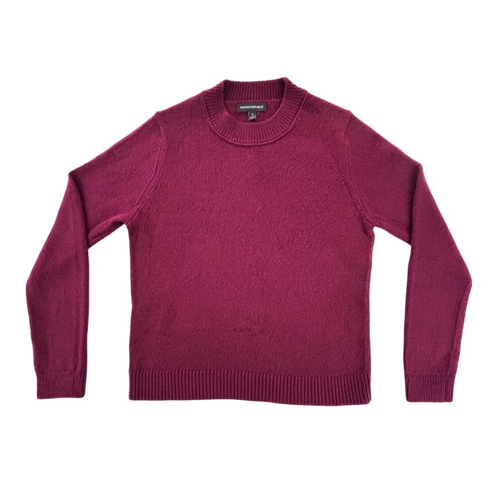 Banana Republic Men's Merino Wool Blend Classic Crew Neck Sweater in Burgundy S